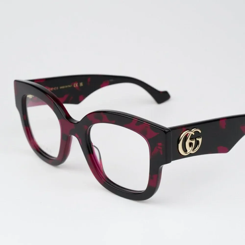 NEW Gucci GG1423O 003 Fuchsia Havana Women Square Eyeglasses GG 1423O